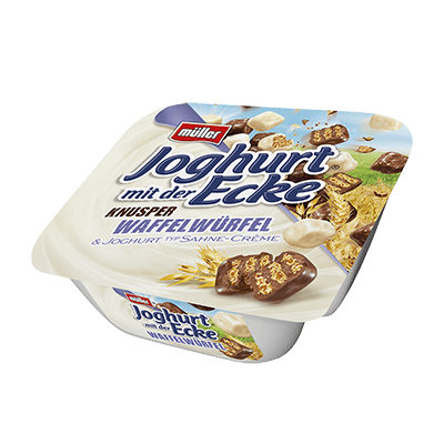 Joghurt mit der Ecke Knusper Waffelwürfel